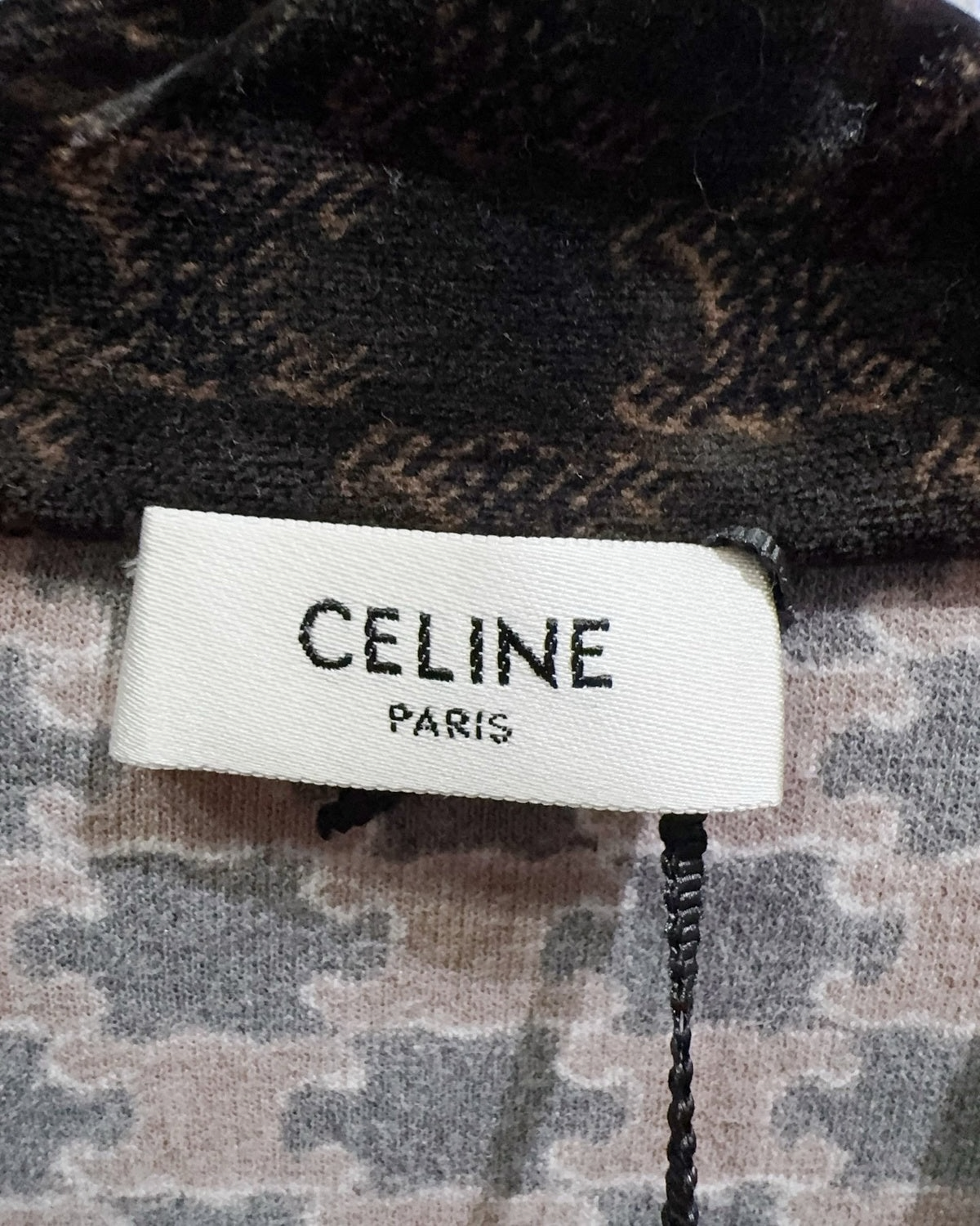 Celine Velvet Monogram Zip-Up Jacket Brown, Black FR 36
