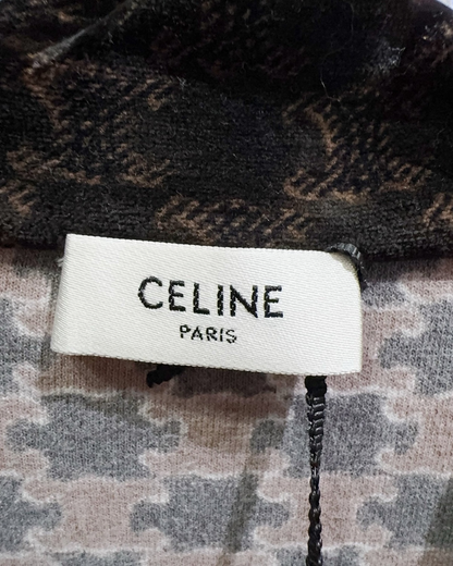 Celine Velvet Monogram Zip-Up Jacket Brown, Black FR 36