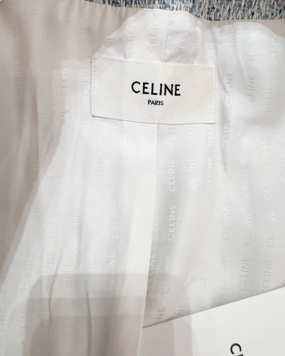 Celine Tweed Jacket Blue, White FR 38