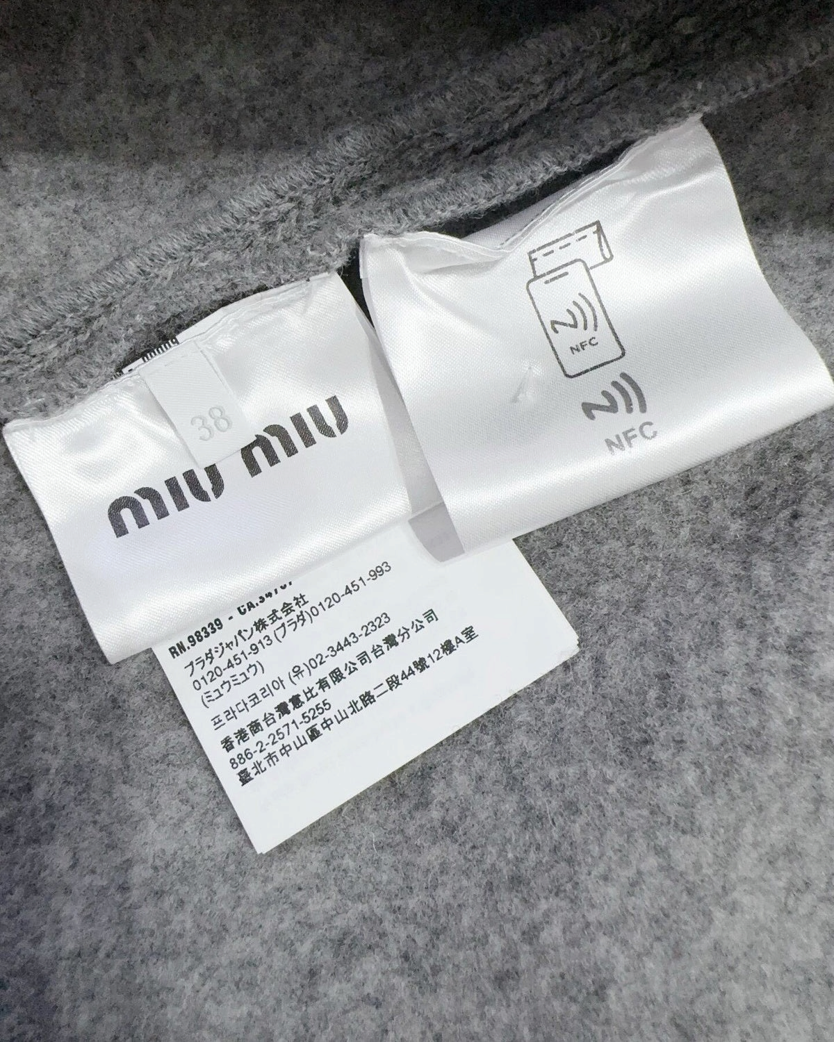 Miu Miu Wool Button-Front Coat Grey FR 38