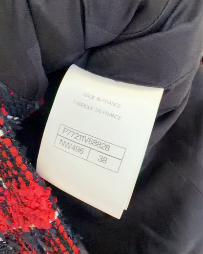 Chanel 24S Plaid Tweed Jacket Red, Navy, White FR 38