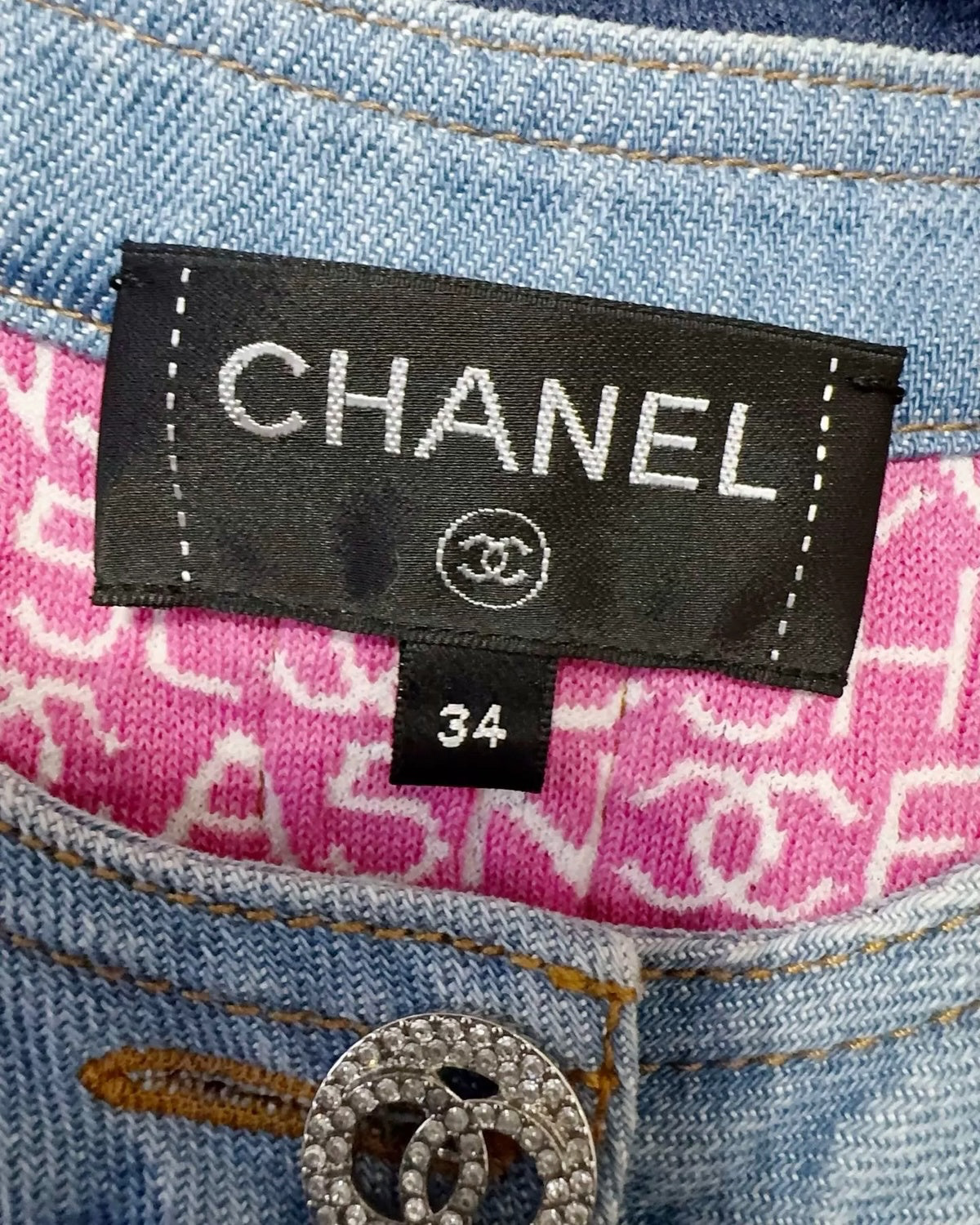 Chanel 20P Denim Quilted Mini Dress Blue FR 34