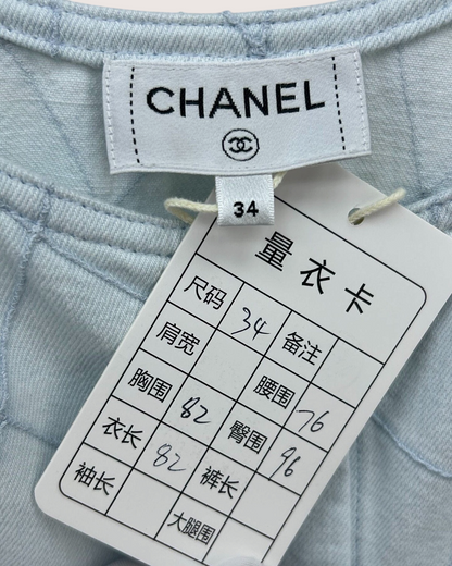 Chanel 26M Coco Beach Quilted Denim Mini Dress Blue