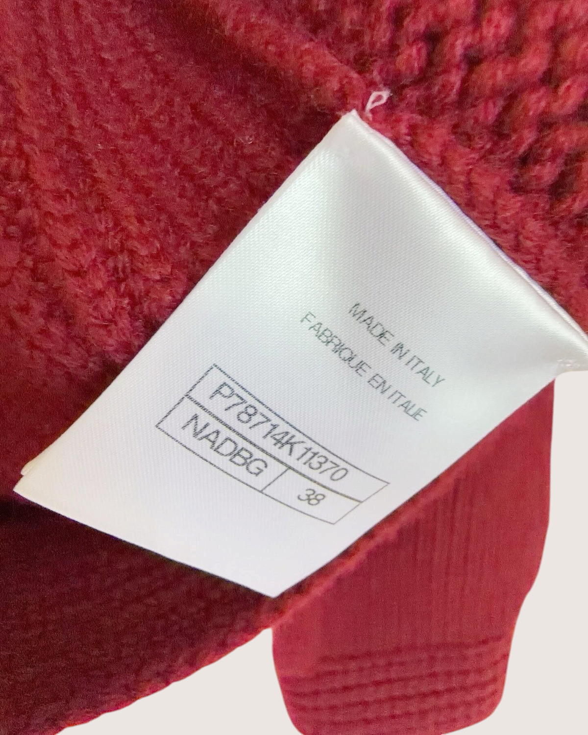 Chanel 25C Ribbed Two-Pocket Cardigan Burgundy FR 36