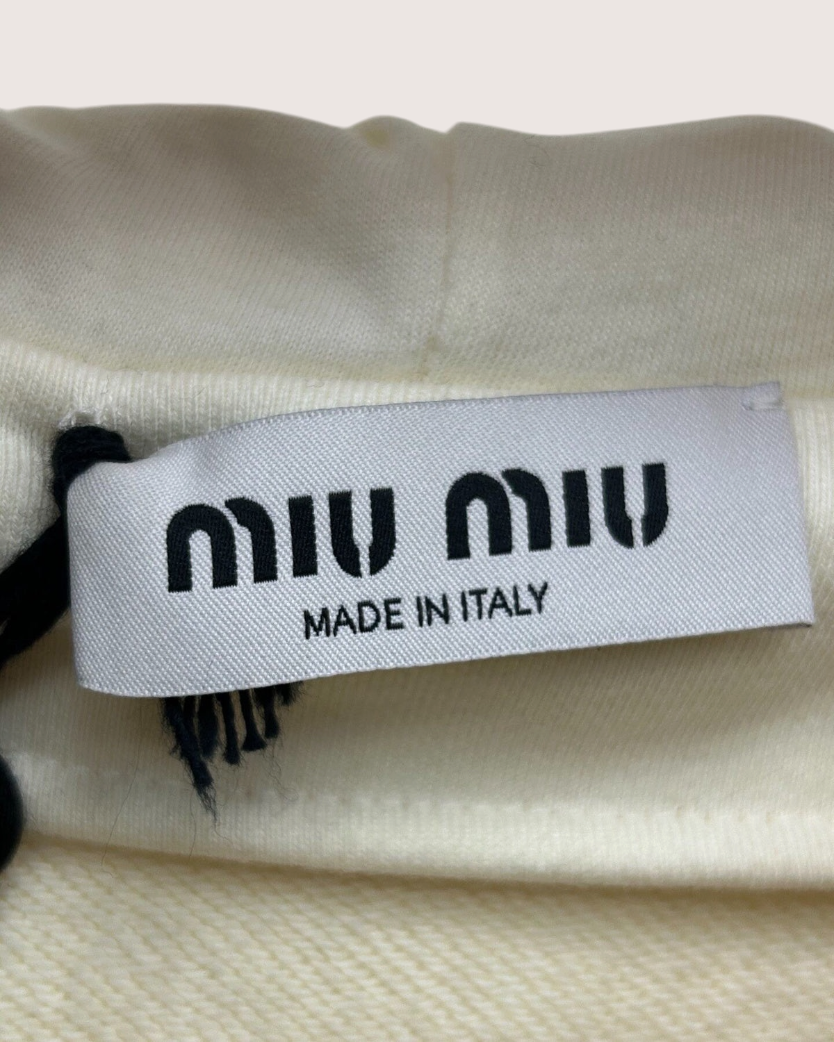 Miu Miu Embroidered Logo Zip-Up Hoodie Beige/Ecru FR 34