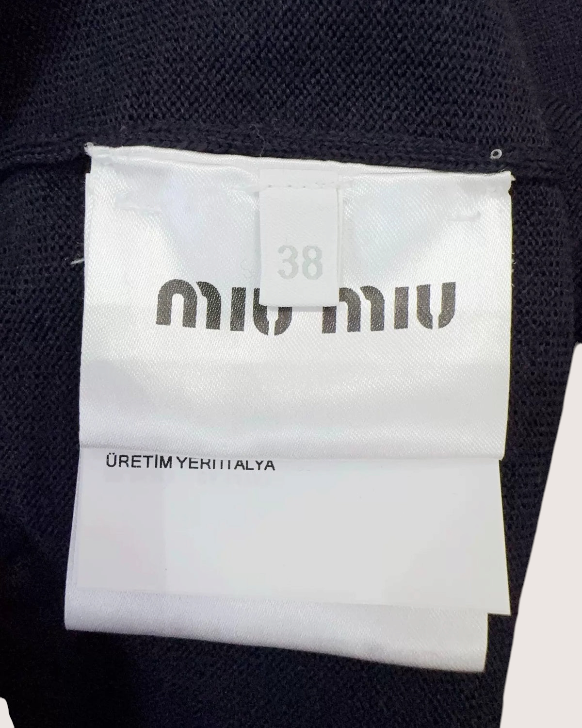 Miu Miu Off-Shoulder Wool Top Navy FR 38