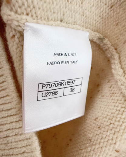 Chanel 25N Coco Neige Cashmere Bow Vest Beige/Ecru FR 38