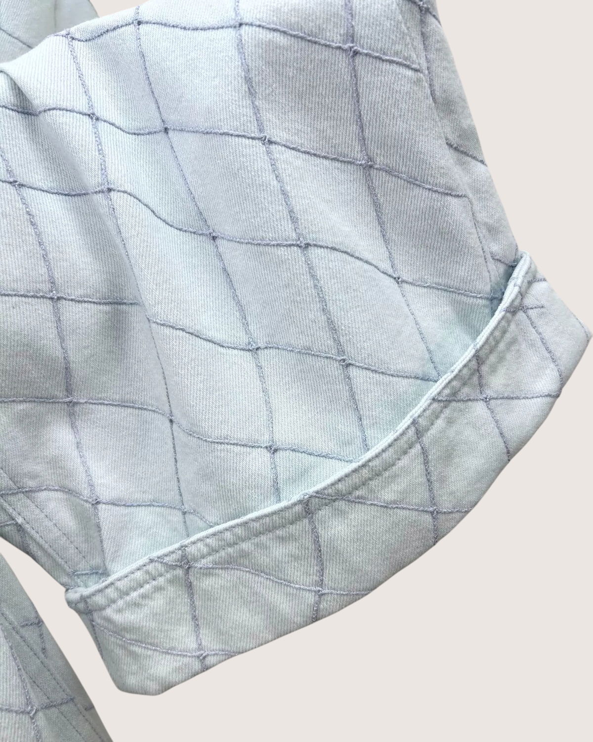 Chanel 26M Coco Beach Quilted Wide-Leg Denim Jeans Blue FR 34