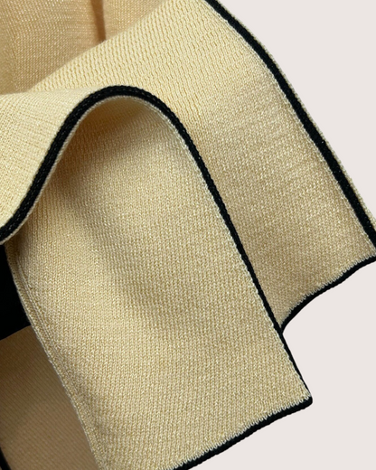 Chanel 26B Wool Black-Trim Cardigan Beige/Ecru, Black FR 34