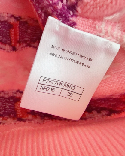 Chanel 23B Cashmere Striped Cardigan Pink, Red, Purple, Multicolor FR 38