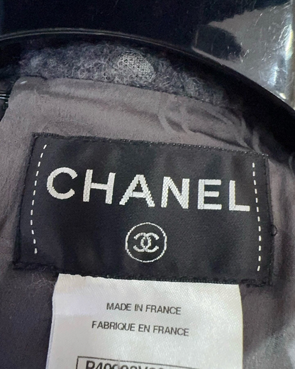 Chanel 14B Tweed Mid-Length Dress Grey FR 34