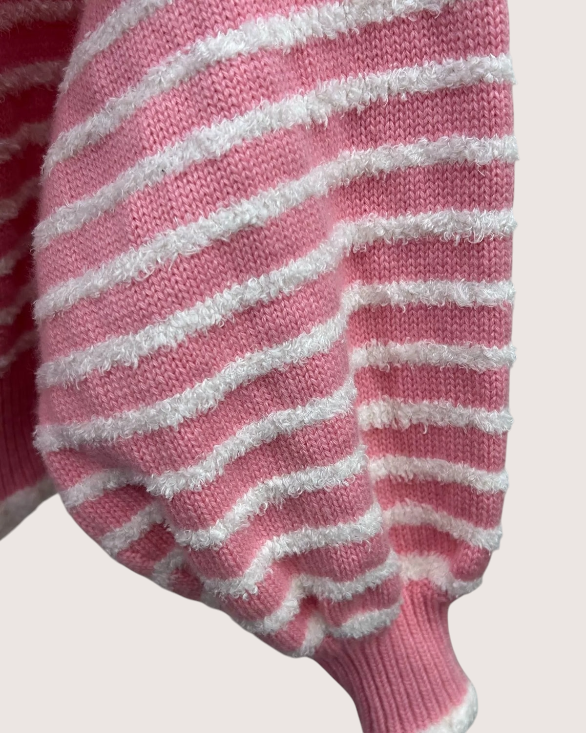 Chanel 20S Striped Cashmere Sweater Pink, White FR 36
