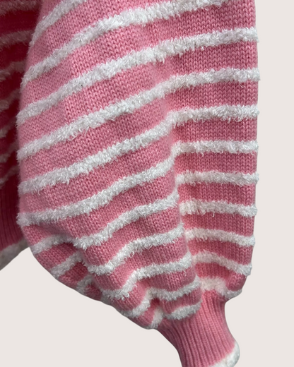 Chanel 20S Striped Cashmere Sweater Pink, White FR 36