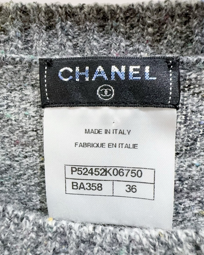 Chanel Floral Sweater Grey, Pink, Multicolor FR 36