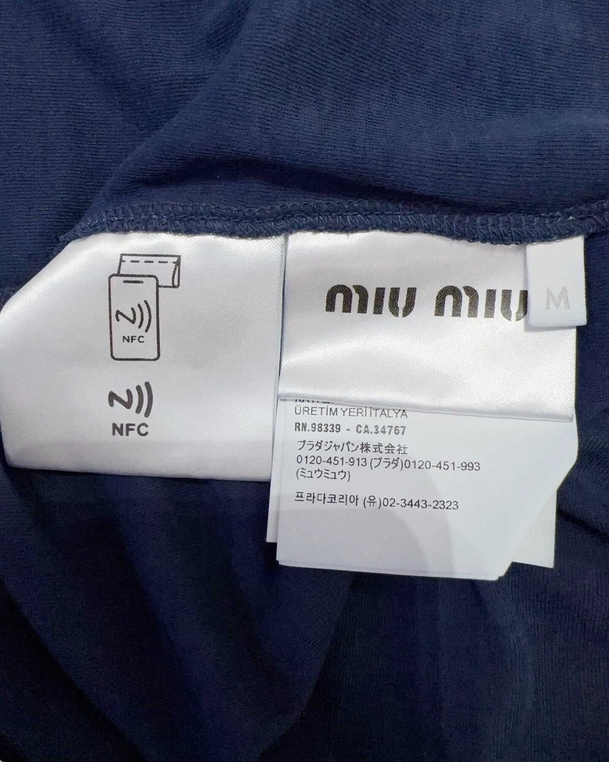 Miu Miu Sheer Long-Sleeve Mini Dress Navy FR 38