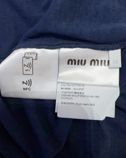 Miu Miu Sheer Long-Sleeve Mini Dress Navy FR 38