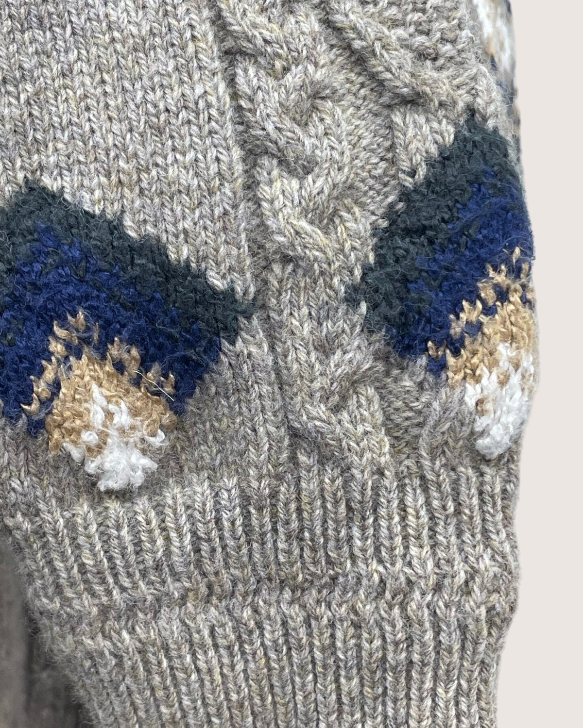 Chanel 24N Coco Neige Wool Crochet Sweater Grey, Navy, Beige/Ecru FR 36