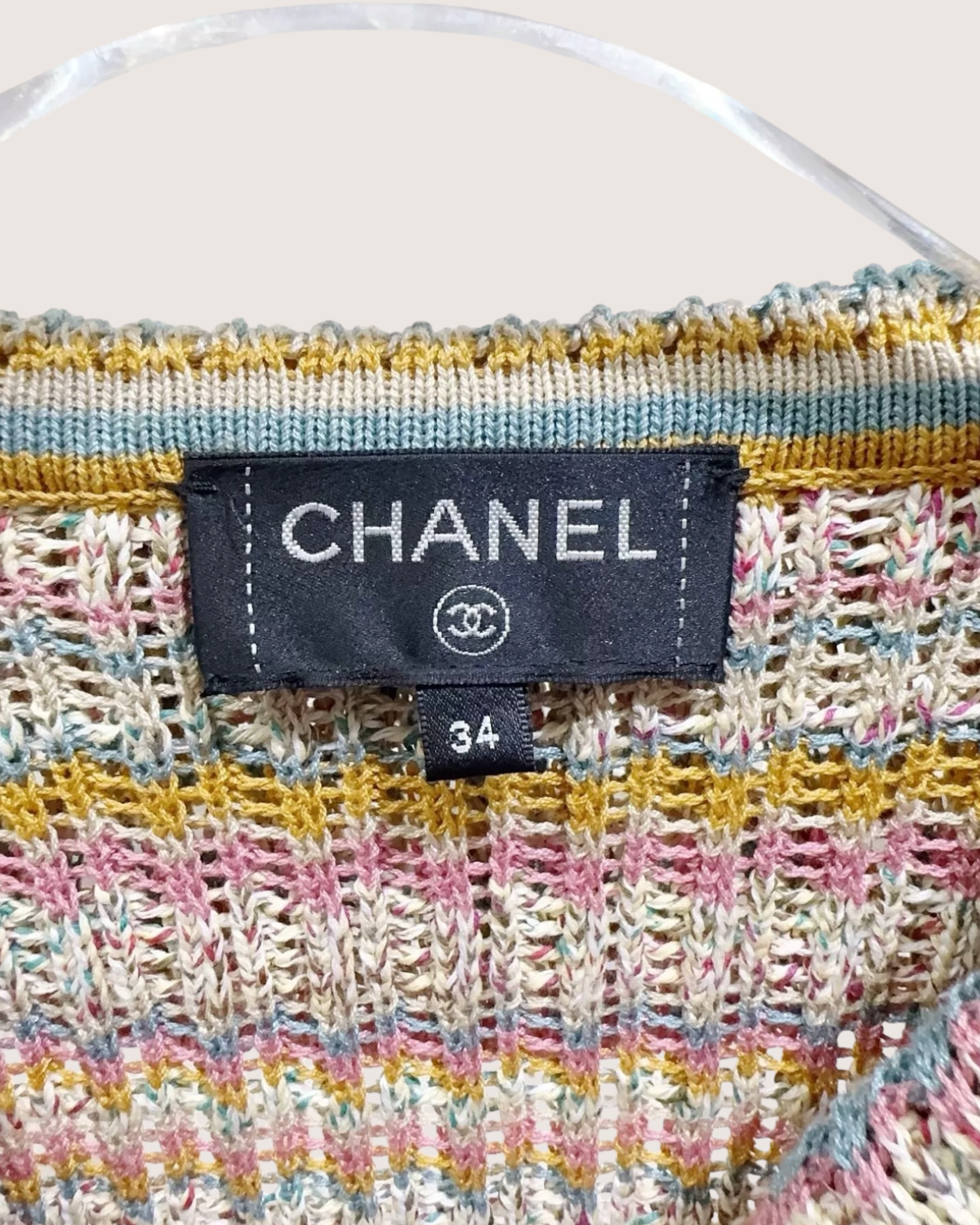 Chanel 17C Striped Zip-Up Cardigan Pink, Blue, Multicolor FR 34