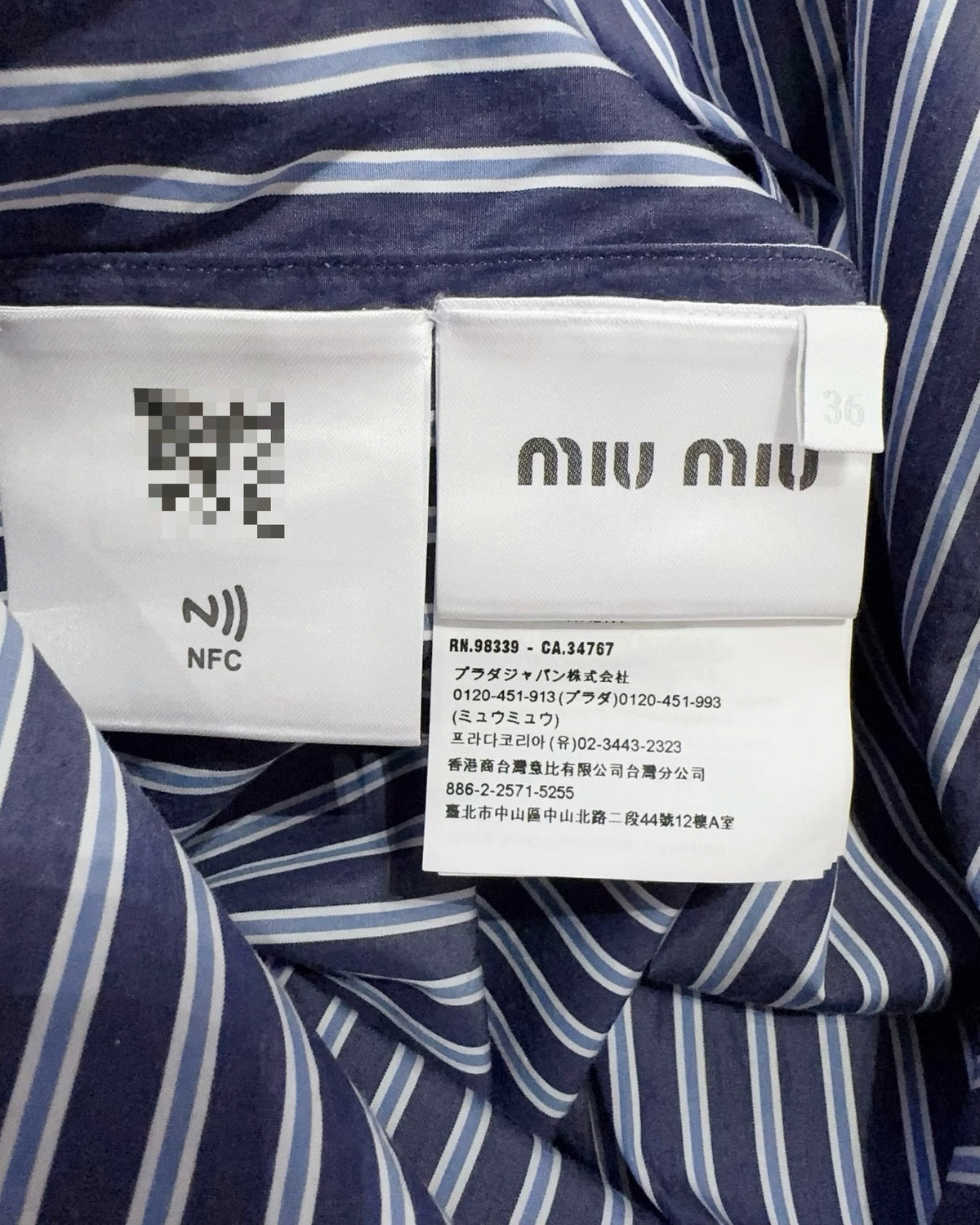 Miu Miu Striped Shirt Navy, White FR 36