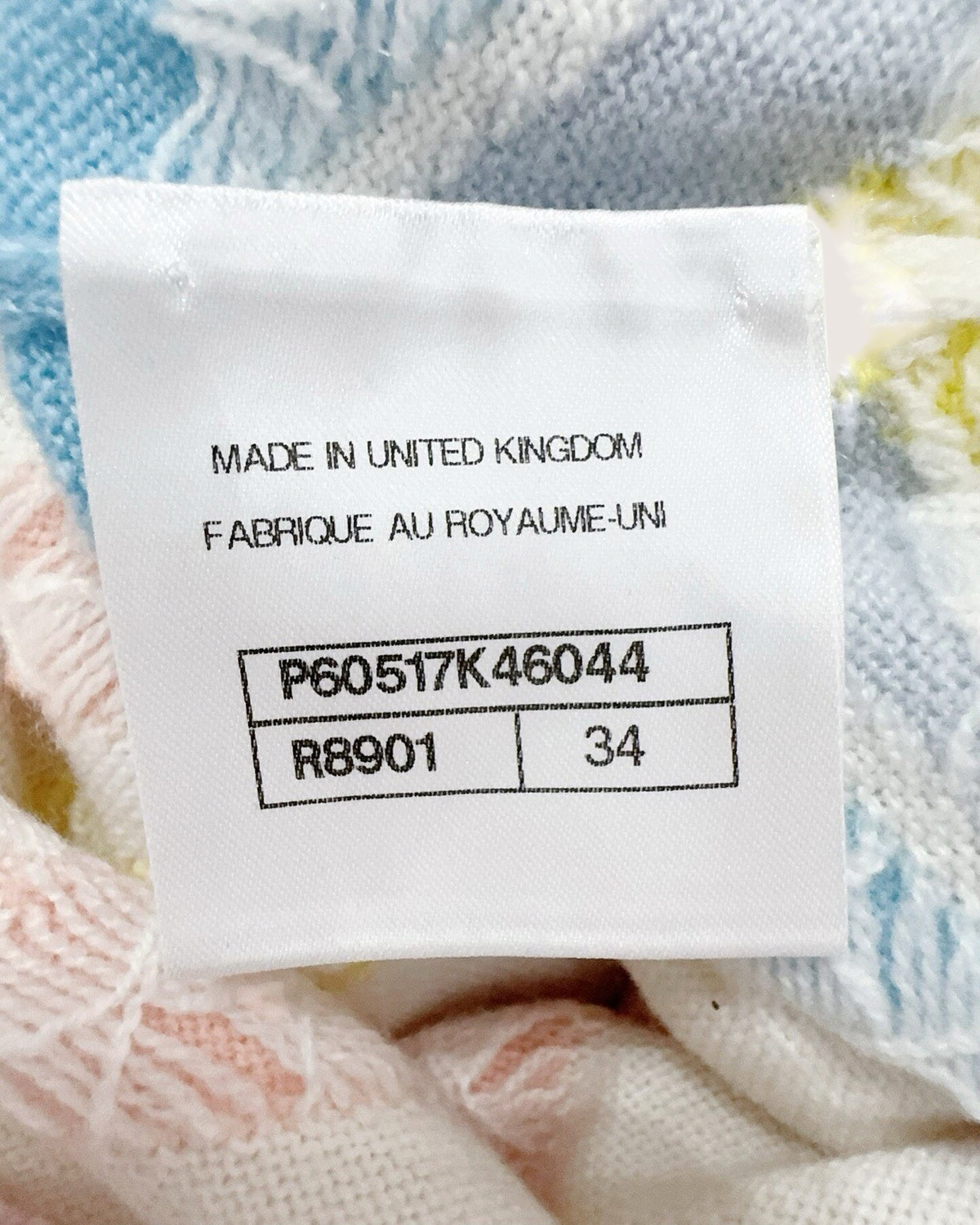 Chanel 19C Cashmere Rainbow Striped Sweater White, Multicolor FR 34