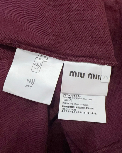 Miu Miu Colorblock Long-Sleeve Top Burgundy, White FR 34