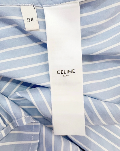 Celine Striped Silk Shirt Blue, White FR 34