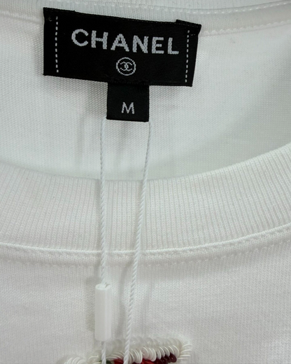 Chanel 24A Sequin T-Shirt White, Multicolor FR 38