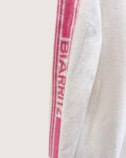 Chanel Long Striped Cardigan White, Pink FR 36