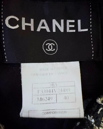 Chanel Plaid Tweed Jacket Navy, White, Multicolor FR 40
