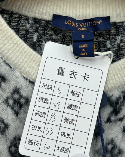 Louis Vuitton Cashmere Monogram Cardigan Grey, Beige/Ecru FR 36