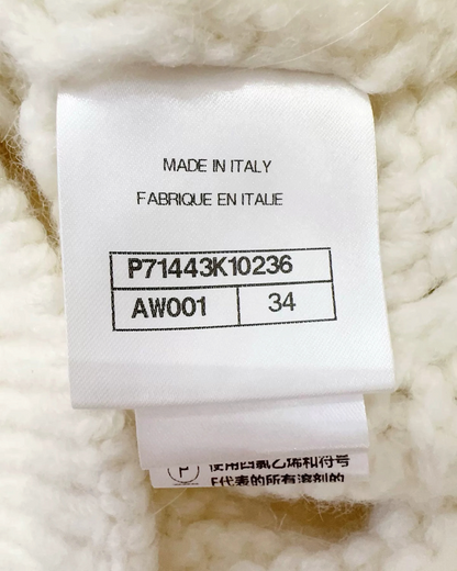 Chanel 21B Wool Cape-Collar Cable Cardigan Beige/Ecru FR 34