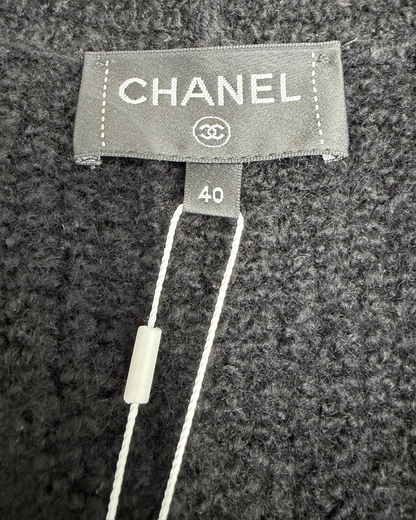 Chanel 24K Cashmere Ruffle Cardigan Black FR 40