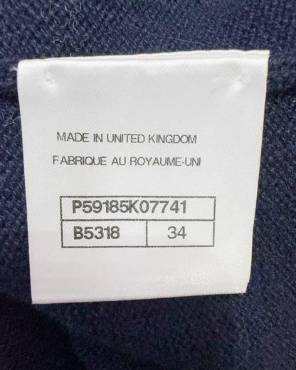 Chanel Cashmere Cardigan Navy, Grey FR 34