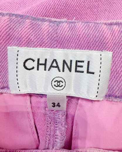 Chanel Wide-Leg Denim Jeans Pink, Purple FR 34