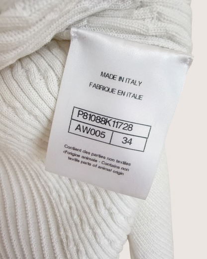 Chanel 25B CC Ribbed Tank Mini Dress White FR 34