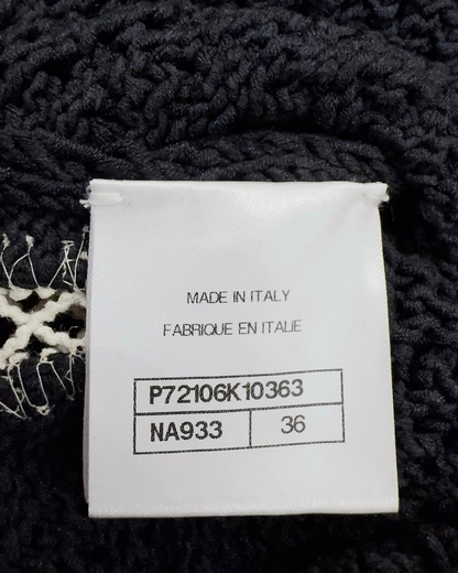 Chanel 22C Contrast-Trim Openwork Mini Dress Black, White FR 36