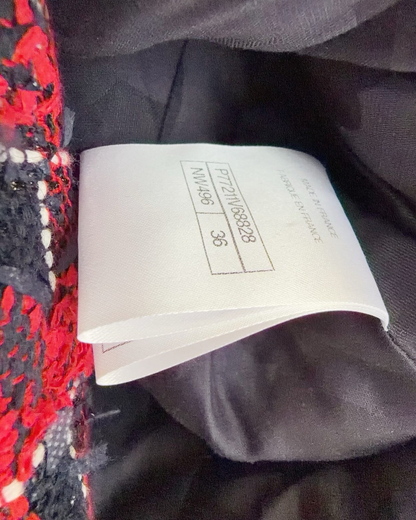 Chanel 24S Plaid Tweed Jacket Red, Navy, White FR 36