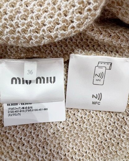 Miu Miu Cropped Polo Top Beige/Ecru, White FR 32
