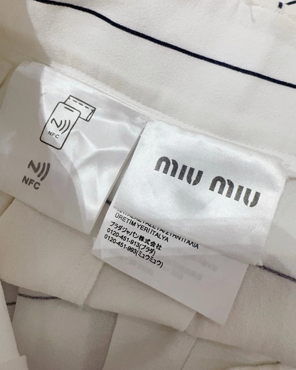 Miu Miu Striped Pleated Mini Skirt White, Navy IT 40