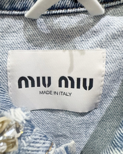 Miu Miu Crystal Denim Jacket Blue, Gold, Silver FR 40