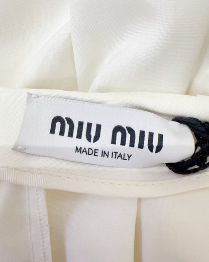 Miu Miu Pleated Striped Mini Skirt White, Red, Navy FR 34