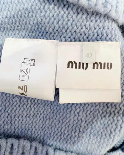 Miu Miu Wool Fair Isle Sweater Blue, White, Navy IT 38