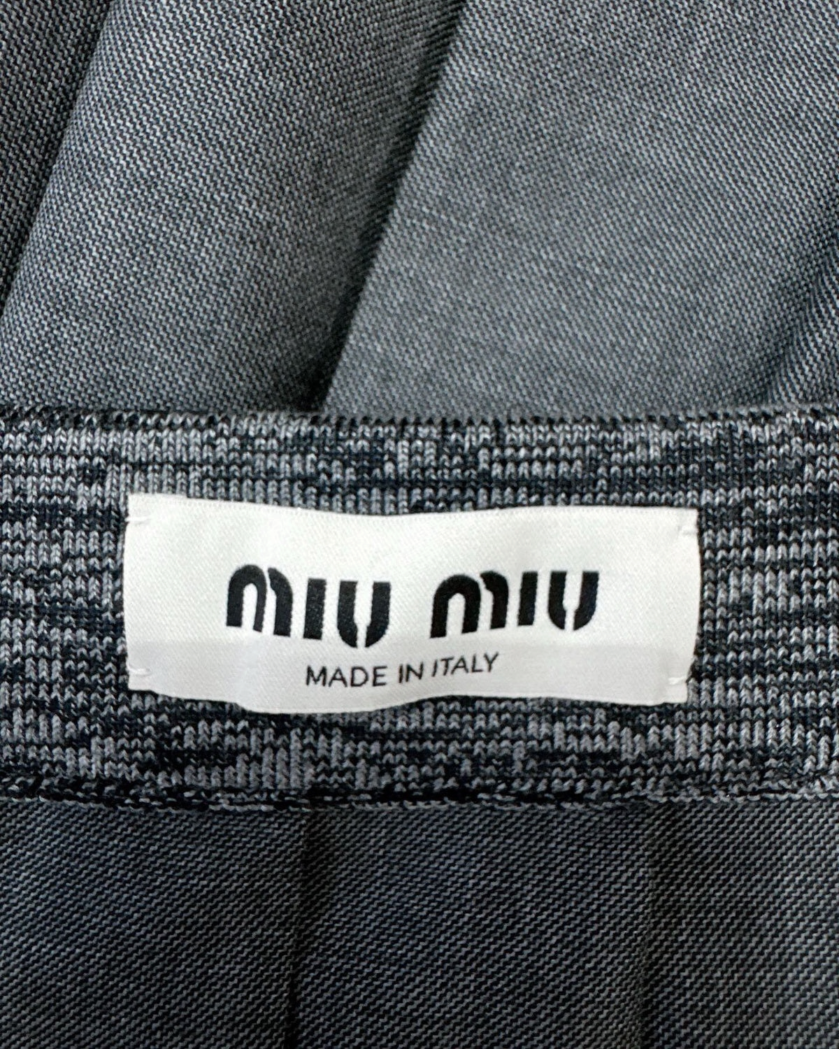 Miu Miu Wool Logo Pleated Mini Skirt Grey, White IT 38