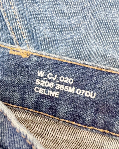 Celine Denim Chain-Belt Mini Skirt Blue
