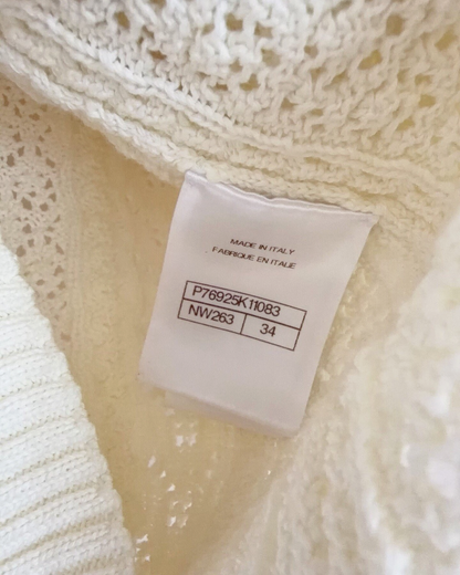 Chanel 24M Coco Beach Openwork CC Logo Sweater Beige/Ecru FR 34