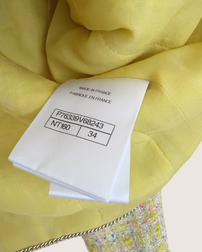 Chanel 24C Cropped Tweed Jacket Yellow, Multicolor FR 34