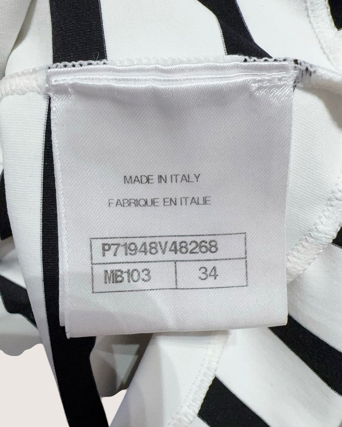 Chanel Striped One-Piece Swimsuit Black, White FR 34