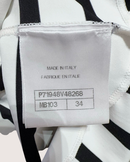 Chanel Striped One-Piece Swimsuit Black, White FR 34