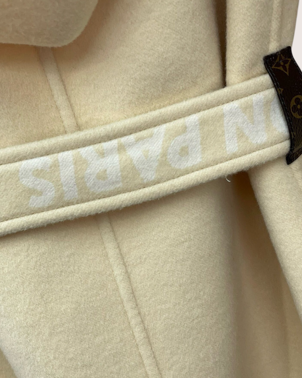 Louis Vuitton Wool Monogram Hooded Wrap Coat Beige/Ecru FR 34