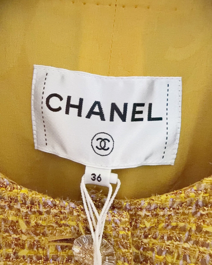 Chanel 23C Tweed Jacket Yellow, Gold FR 36